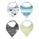 Copper Pearl 4 Pack Soft Cotton Baby Bibs for Drooling and Teething, Absorbent Drool Bibs for Baby Girl and Boy, Adjustable to Fit Newborns to Toddlers, Tons of Styles (Kai)