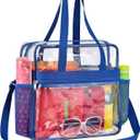Paxiland Clear Bag for Stadium Events 12x6x12, Clear Tote Bag with Reinforced Strap, Transparent Bag for Sports Concert (Blue)