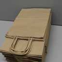 Qutuus Medium Gift Bags with Handles 8x4.5x10 Inch 100 pcs Brown Gift Bags Bulk, Kraft Paper Bags, Brown Paper Bags for Shopping, Wedding, Retail, Party Favor, Small Business