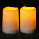 Homemory Solar Candles Outdoor Waterproof, Rechargeable Candles, Solar Powered Flameless Candles for Outdoor, Lanterns, Sensor Only, Dusk to Dawn, 3"x5", Set of 2