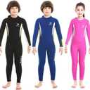 2.5mm Neoprene Kids Full Wetsuit, One Piece Swimsuit for Boys and Girls, Children Diving Suit with Back Zip for Swimming, Diving, Snorkeling and Other Water Sports (Small, black+white)