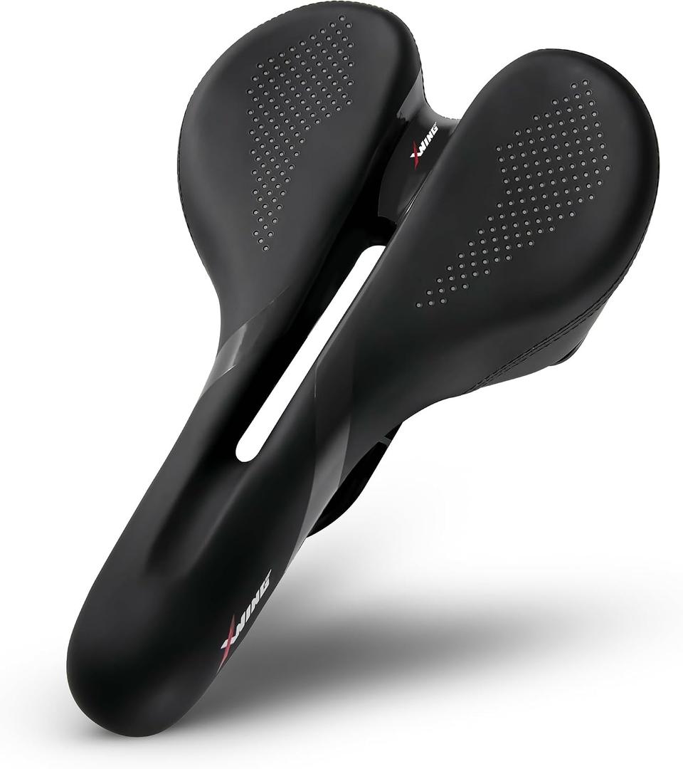 X WING Comfort Bike Seat for Men and Women with Innovative 5-Zone-Concept – Winged Bicycle Saddle with Memory Foam – Exercise Bike Seat for City, MTB & Trekking Bikes