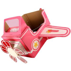 TOYANDONA Childrens Wearable Cardboard Airplane Toys Toddler Airplane Costume Cardboard Making Toy (Pink)