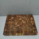 Yes4All Medium End Grain Teak Cutting Board for Kitchen, 17''L x 13''W x 1.5 Thick, Durable Wood with Juice Grooves, Pre-Oiled, Easy Grip Handles, Essential Kitchen Utensils Set