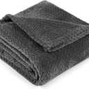 PAVILIA Soft Fleece Dark Grey Throw Blanket for Couch, Lightweight Plush Warm Blankets for Bed, Fuzzy Cozy Flannel Blanket Throw for Sofa, Travel, Jacquard Pattern, Charcoal Gray, Twin, 60x80 inch