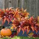 10 x Artificial Fall Plants for Autumn Outdoor Decor Realistic Faux Greenery & Flowers Fake Plastic Leaves with Stems UV Resistant Outside Bushes for Garden Patio and Porch 8Pcs (Fall Color)