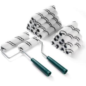 20 Pack 4 Inch and 6 Inch Microfiber Paint Roller Covers with 2pcs Anti Rust Metal Roller Frames, Professional Grade Painting Tools for Walls, Ceilings, Furniture