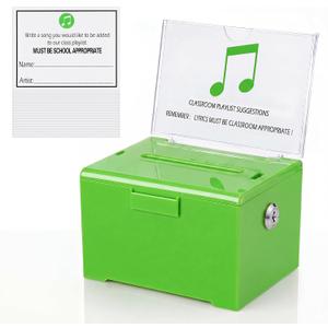 50 Pcs Classroom Suggestion Box 48 Tickets Poster Multi Suggestion Box | 6.1" x 4.5" x 4" Green Collection Ballot Box for Classroom Club Activities Office Voting Feedback Raffles Fundraising Drawing