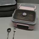 AERKINE Electric Lunch Box - Rechargeable 75W Self-Heating Food Warmer with 6.3 Cups(1.5L) Stainless Steel Container, Heated Lunch Box For Office, Picnic, Car & Outdoor Use(Black)