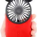Cute Mouse Personal Mini Fan, Rechargeable Handheld USB Fan, 3 Adjustable Wind Speeds and Wearable Design, Portable Pocket Size for Indoor Or Outdoor Activities (Red)