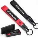2 Pcs Fabric Keychain, Black and Red Motorcycle Keychain, Heavy Duty Key Chain for Bike, Car