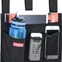 Linen Bedside Caddy, Bedside Storage Organizer for Hospital Beds, College Dorm Rooms or Baby Bed (4 Pockets-Black)