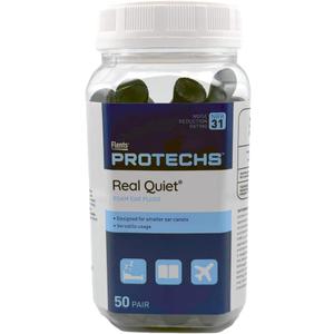 Flents Protechs Real Quiet Foam Ear Plugs for Small Ear Canals, Soft, Comfortable Hearing Protection for Sleep, Work, Travel & Loud Noise, NRR 31, Easy to Use, Black, 50 Pairs