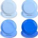 24Pcs Blue Party Plates Gradient Blue Paper Plates 9 Inch Disposable Round Dinner Dessert Plate for Summer Beach Ocean Birthday Wedding Baby Shower Hanukkah Party Supplies