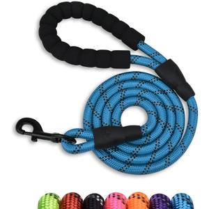 5/6 FT Strong Pet Dog Leash with Soft Padded Handle,Highly Reflective Rope for Night Walking,360-Degree Rotating Metal Buckle Without Tangles,Suitable for Small,Medium and Large Dogs.(5ft) (5 FT x 1/2 Inch, Blue)
