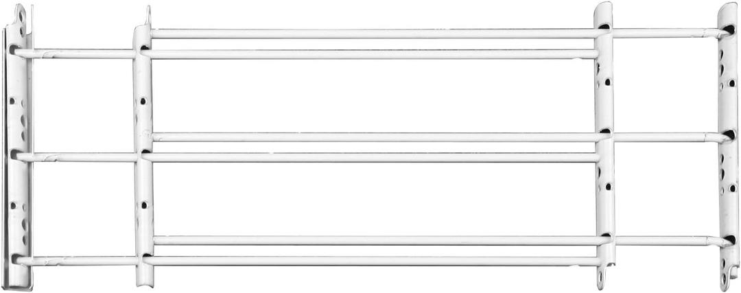 Knape & Vogt 1133 Fixed Window Safety Guard, for Children, Pets, Home Security, 3-Bars, Adjustable Width 24" to 42", Max Height: 10-3/8", White