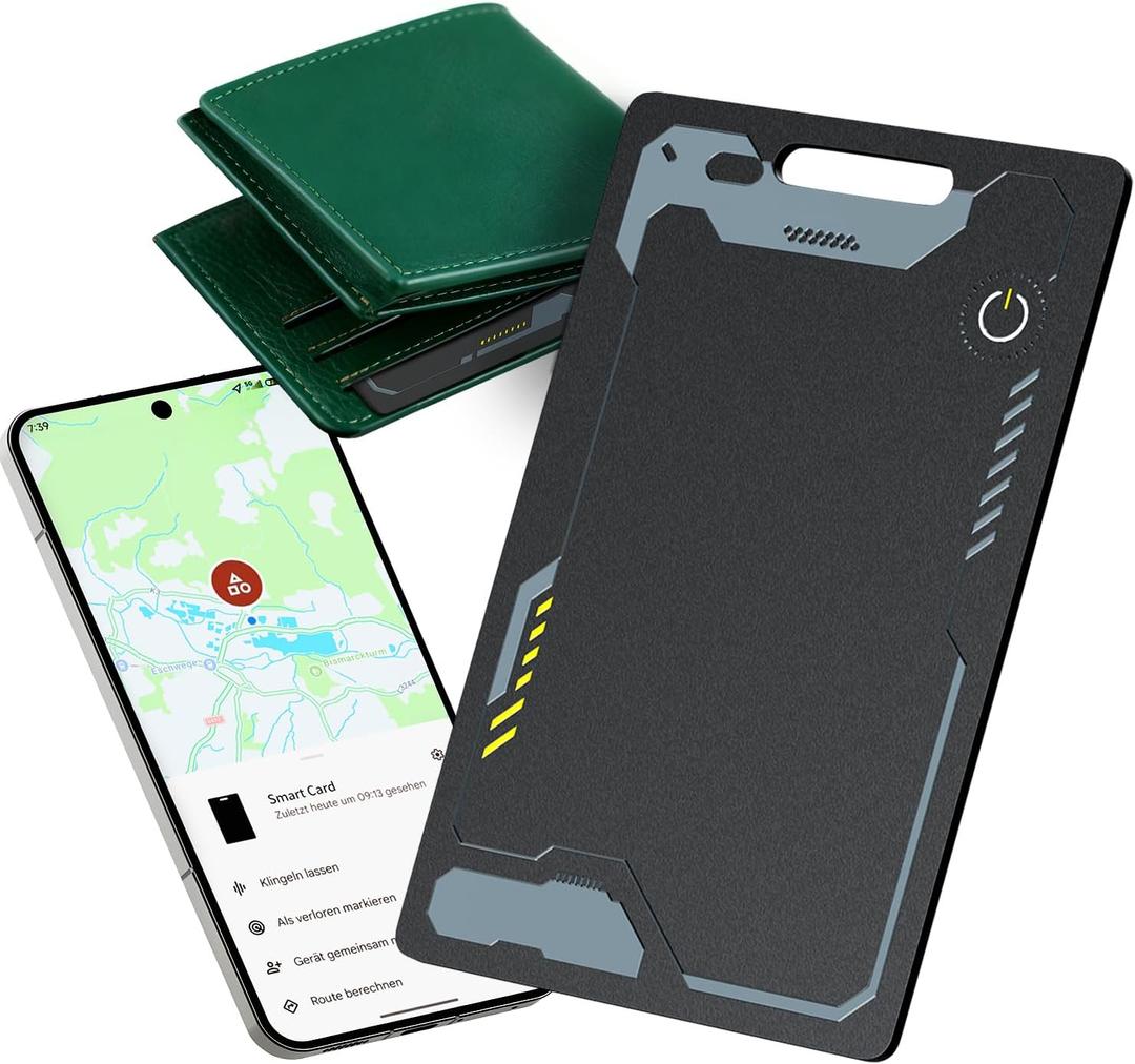 Wallet Tracker Card Android, IP68 Waterproof Smart Card Luggage Tracker Compatible with Google Find Hub (Android Only), Rechargeable Item Locator Finder, Slim Tracking Card for Wallet, Black