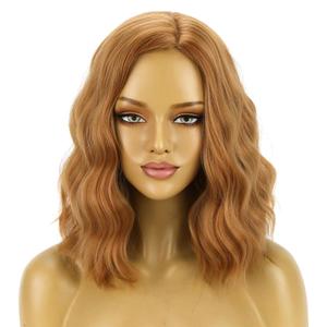 BERON Strawberry Blonde Wigs for Womens Short Curly Wavy Wig Girls Blonde Brown Side Part Wigs Shoulder Length Heat Resistant Synthetic Cosplay Party or Daily Use