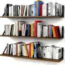 Forbena Floating Book Shelves for Wall Set of 3, 36 Inches Long Wall Bookshelf for Bedroom, Large Wood Heavy Duty Hanging Bookshelves for Books, Living Room Decor, Closet Storage (Rustic Brown)