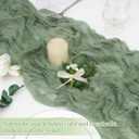 INVGEEXI 1 Pack Sage Green Cheesecloth Table Runner 35" x 120", Boho Rustic Farmhouse 10FT Gauze Table Runner for Wedding Baby Shower Birthday Party Holiday Decor