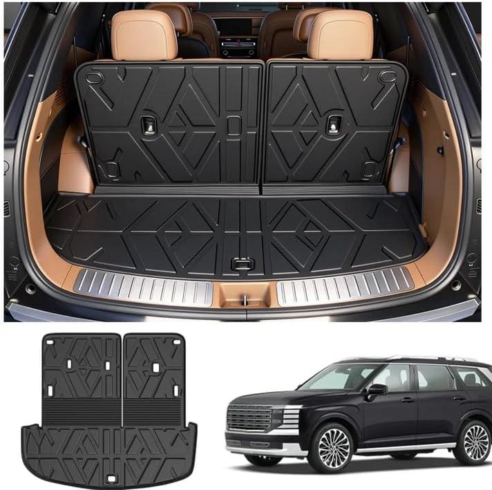 PWY Cargo Mat Replacement for 2026 Hyundai Palisade 7/8 Seat (Only Gas), All Weather TPE Cargo Liner with Backrest Mat for Hyundai Palisade Trunk