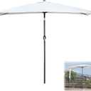 Portable Half Umbrella Outdoor, Patio Umbrella with Easy Crank, for Balcony, Table, or Deck (White), Size: 250cm/8.2ft