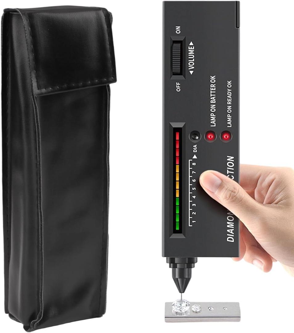 Diamond Tester Pen, Professional Jewelry Gemstone Detector, High Accuracy Precious Metal Tester Diamond Selector for Novice and Expert, Thermal Conductivity Meter 9V Battery Included