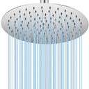 Rainfall Shower head, 12 Inch Round Shower Head, Wall or Ceiling Mounted Ultra Thin Stainless Steel High Pressure Shower Head with Touch-Clean Nozzles, Brushed Brass, Silver