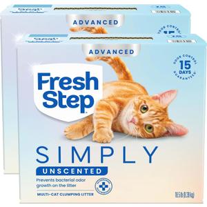 Fresh Step Simply Unscented Advanced Multi Cat Clumping Litter, 18.5 lb Each, Pack of 2