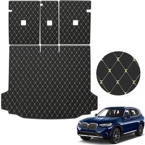 Trunk Mat & Backrest Mat for 2018-2024 BMW X3 - TTX Lighting Custom Fit PU Leather Cargo Liner with Back Seat Cover Protector - All Weather Cargo Mats X3 Accessories