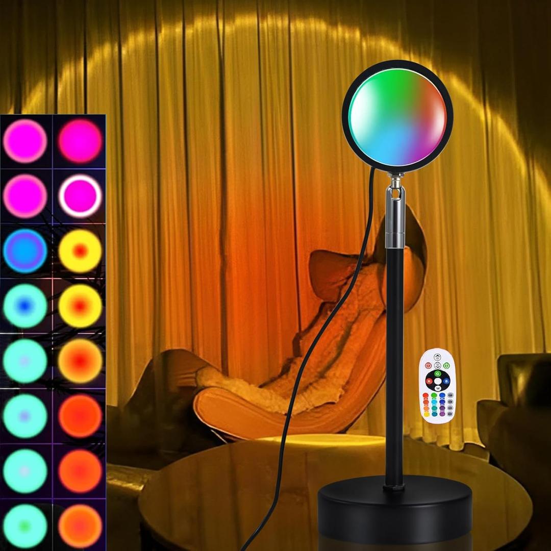 Sunset Light Projector with Color Changing Ambient Lighting, Suitable for Bedrooms, Living Rooms, and Live Streaming Rooms