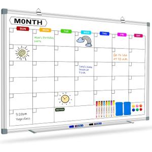 Magnetic White Board Calendar Dry Erase for Wall 48" x 36", Monthly Calendar Whiteboard Dry Erase Board Wall Mounted Board, Colorful Calendar Board for Office, School, Home, Kitchen,Store
