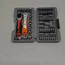 48-Piece 1/4 Inch Mini Socket Ratchet Wrench Set  Includes Metric Shallow Sockets (4-14mm) with 6-Point Design, 72-Tooth Mini Ratchet Wrench, Screwdriver Bits, and 3-Inch Extension Bars