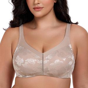 Wingslove Women's Full Coverage Minimizer Bra Wirefree Plus Size Bras Non-Padded Large Busts Comfort Straps Support (Toffee,42D)