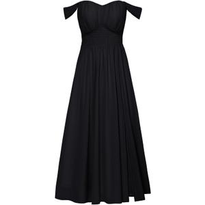 GRACE KARIN Summer Black Dress for Women 2026, Off the Shoulder Smocked Bridesmaid Dresses, Formal Baby Shower Maxi Dresses XL