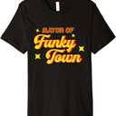 Disco Costume 70s Vintage Men Women Retro Mayor Of Funky Town T-Shirt (Small, Black)