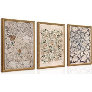 arfitest Vintage Plant Frame Wall Art Prints Set of 3 Antique Sketch Wall Art Decor Neutral Flowers Canvas Wall Art Flower Pictures Farmhouse Paintings Vintage Flower Artwork for Room Bedroom 16x24 Inch (24L" x 16W")