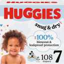 Huggies Size 7 Diapers, Snug & Dry Baby Diapers, Size 7 (41+ lbs), 108 Count (2 Packs of 54)