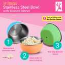 Elk and Friends Stainless Steel Bowls + Silicone Sleeve and Storage Lid | Baby, Toddler, Kids | Cereal & Snack Bowls | Storage Containers | Dishwasher Safe | 4 Pack