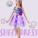 Spooktacular Creations Halloween Girl Mermaid Tutu Dress, Shell Mermaid Costume, LED Kids Princess Dress for Cospaly Party (Purple, M)