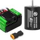 GOUPRC S3650 4300KV Brushless Motor 3.175mm Shaft with Upgrade 60A ESC Electric Speed Controller Combo Set for 1/10 RC Car Truck (4300KVMotor+60A Brushless) (Green Esc+Motor)