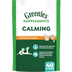 Greenies Supplements Calming Chews for Dogs Chicken Flavor, 7.3 oz. Container of 40 ct.