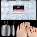 UNA GELLA Square Toe Nail Tips For Big Toe, 504Pcs 15Sizes Soft Gel Full Cover Toe Nail Tip Pre-buff Fake Acrylic Toe Nail Press Ons Soak Off Pedicure For Nail Extensions Home DIY Nail Salon