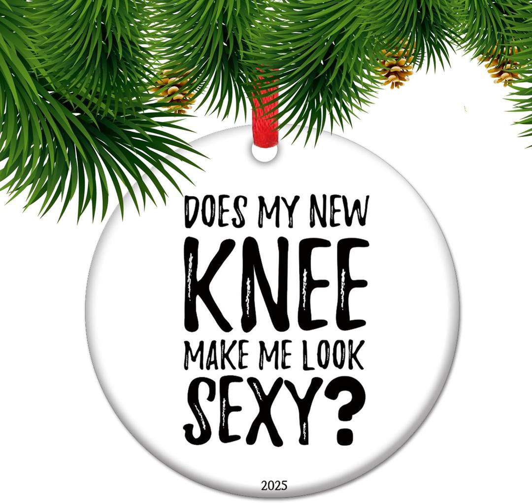 Funny Knee Operation Ornament, New Knee Replacement Surgery, get Well Soon Gift (C1)