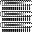 42 Pack Curtain Rings with Clips 1.26" Interior Diameter,Metal Drapery Ring with Clips Compatible with up to 1 inch Drapery Rod,Strong Vintage Decorative Rustproof Drapery Ring with Hooks(Black)