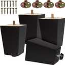 CODIN (5 Sizes: 3"-4"-5"-6"-8" Set of 4 Wood Furniture Legs - Square Sofa Legs, Couch Leg - Brown Mid-Century Modern Replacement Legs for Armchair Recliner Coffee Table Dresser (4, 4")