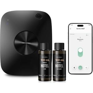 Smart Waterless Essential Oil Diffuser Hotel Scent Starter Kit, 400mL Capacity with 200mL Fragrance Oil, Up to 2000 sq ft Scent Air Machine with 12A1V Power Adapter for Large Room, ANA Black Kit