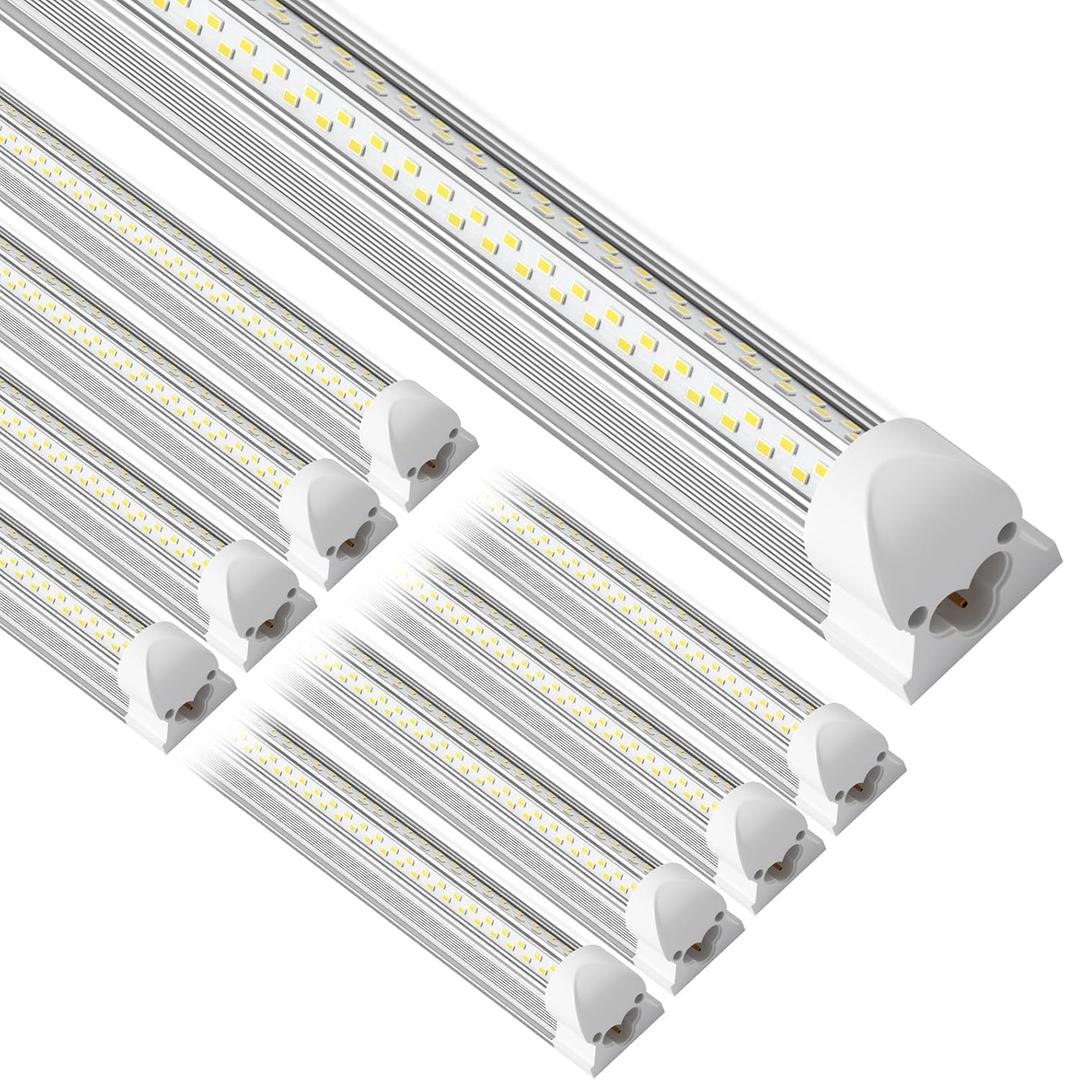 4ft led Shop Light - 45W 6750lm 5000K 4 Foot V Shape Integrated T8 led Lights,Linkable Shop Lights 48" T8 Garage Lights 8 Pack