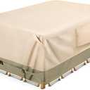 COSFLY Heavy-Duty Waterproof Patio Furniture Cover for Outdoor Table and Chairs Set - Fits 108L x 82W inch, 600D Oxford Fabric Ultimate Weatherproof Rectangular Cover with Adjustable Straps (Beige)