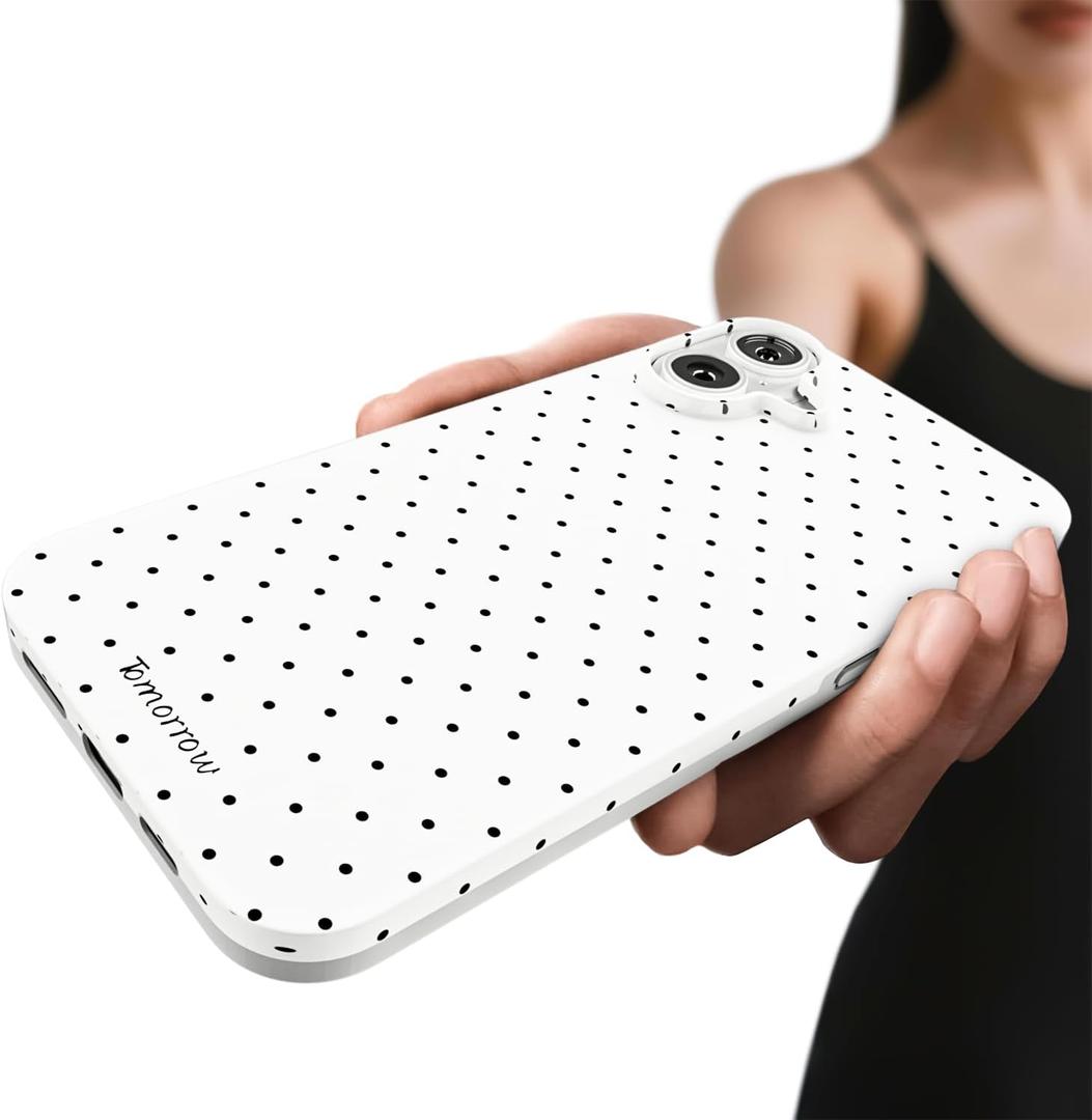 2 x Compatible with iPhone 17 Case, with Polka Dot Aesthetics Design Simple Case for Women Girl, Cute Fashion Soft TPU Slim Protection Phone Case for iPhone 17 6.1'' - White